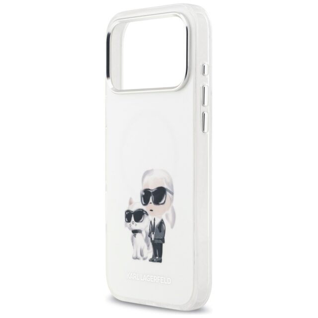 Karl Lagerfeld IML Aquarelle Karl & Choupette & Logo MagSafe Case for iPhone 17 Pro Max White - imagine 6