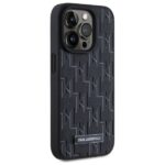 Karl Lagerfeld KLHMP15LPKHPORPK iPhone15 Pro 6.1" hardcase black Leather Monogram Metal Logo MagSafe - imagine 4