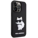 Karl Lagerfeld KLHCP14X3DRKHNK iPhone 14 Pro Max 6.7" black hardcase Rubber Choupette 3D - imagine 4