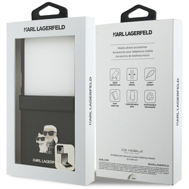 Karl Lagerfeld Saffiano Karl&Choupette Pin Case for Samsung Galaxy Z Flip7 Black - imagine 8