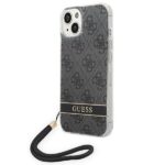 Guess GUOHCP14SH4STK iPhone 14 / 15 / 13 6.1" black hardcase 4G Print Strap