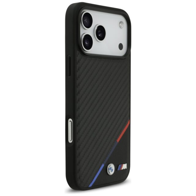 Case BMW M Carbon Tricolor Line MagSafe for iPhone 17 Pro Max black - imagine 4
