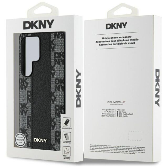 Case DKNY Leather Checkered Pattern MagSafe for Samsung Galaxy S25 Ultra black - imagine 8