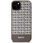 DKNY DKHMP15SPSOSPW iPhone 15 / 14 / 13 6.1 inch brown hardcase Leather Printed Pattern Metal Logo M - imagine 2