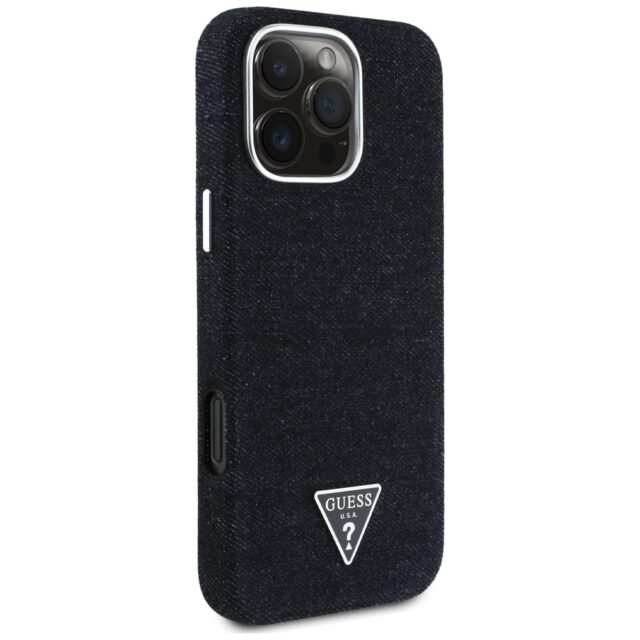 Case Guess Denim Triangle Logo MagSafe for iPhone 16 Pro black - imagine 4