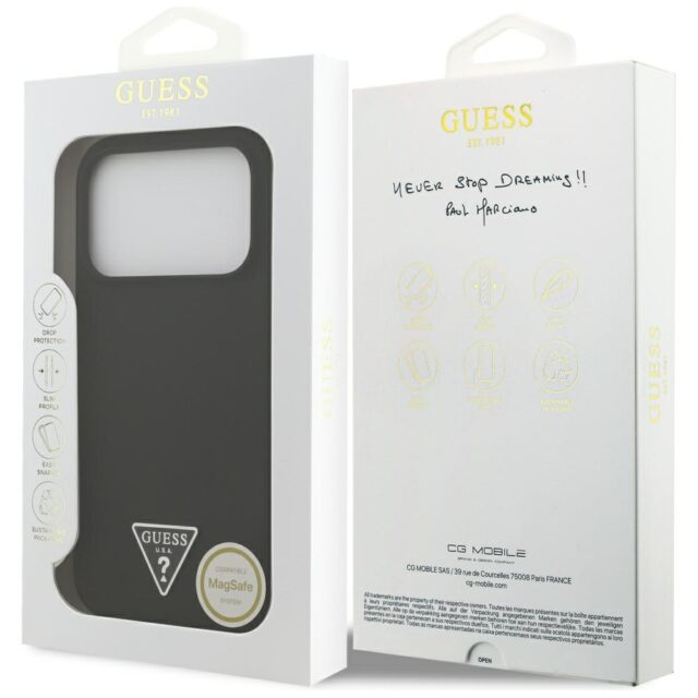 Case Guess Silicone Triangle Logo MagSafe for iPhone 17 Pro Max black - imagine 8