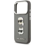 Karl Lagerfeld FW Grained Karl & Choupette Heads Pins & Logo Case for iPhone 17 Pro Gray - imagine 6