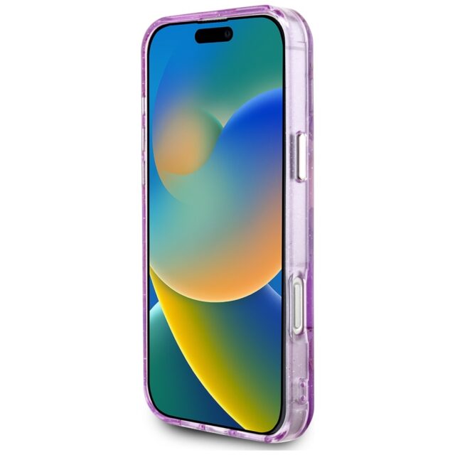 Case Guess Glitter Flowers Triangle Buttons MagSafe for iPhone 16 Pro Max purple - imagine 5