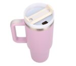 Black Forest | Thermo mug with straw | thermos with handle, 1200ml, powder pink - imagine 3