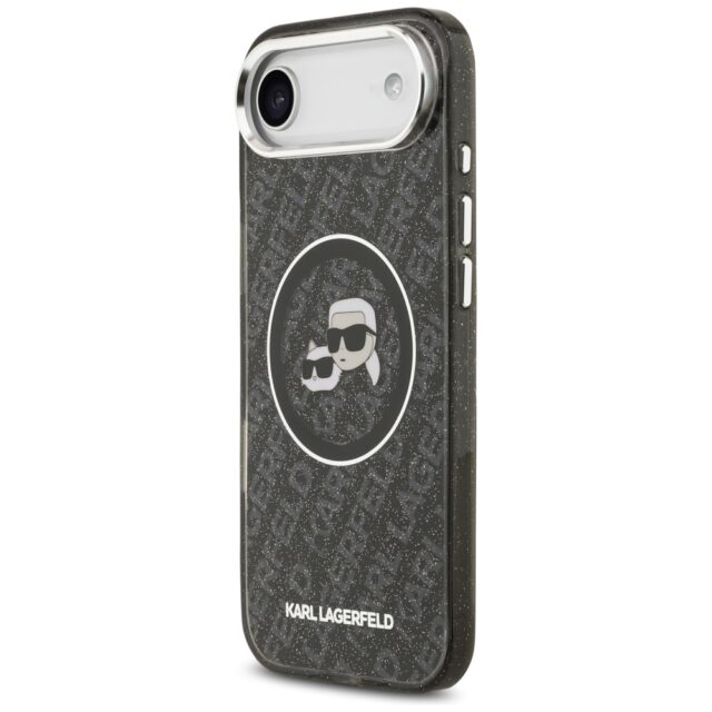 Case Karl Lagerfeld IML Glitter Karl &   Choupette Heads Logo MagSafe for iPhone Air black - imagine 2