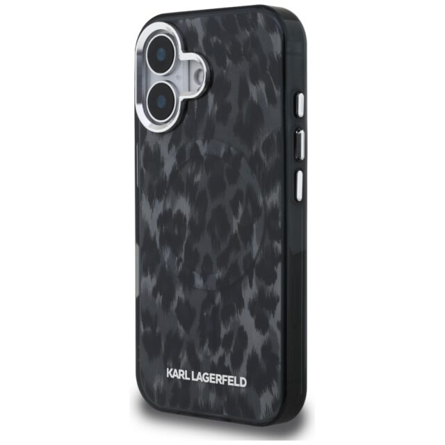 Case Karl Lagerfeld IML Leopard Pattern  MagSafe for iPhone 16 black - imagine 2
