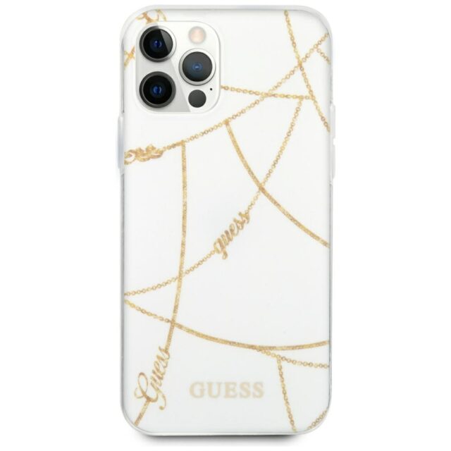 Guess GUHCP12LPCUCHWH iPhone 12 Pro Max 6,7"  white hardcase Gold Chain Collection - imagine 3
