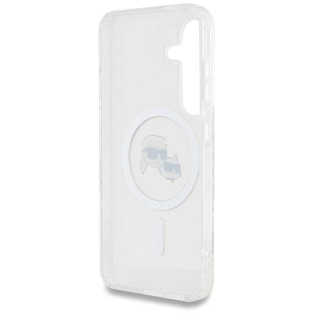 Case Karl Lagerfeld Button Karl & Choupette Heads Printed Logo MagSafe for Samsung Galaxy S25 white - imagine 7