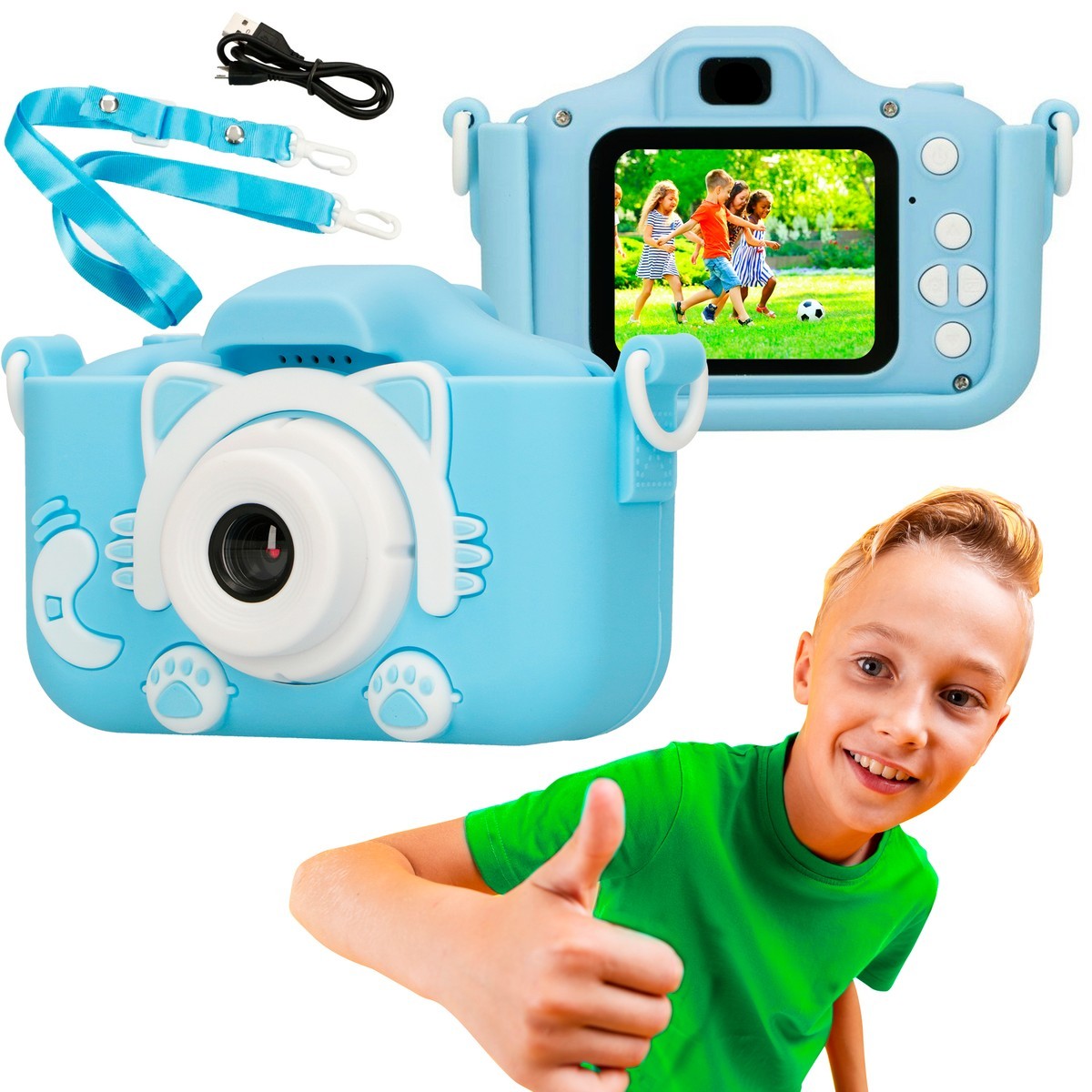 cps-412df7564bf0bb590a3bd2f0c3cb9089-2025-12-05-10-44-36 Extralink Kids Camera H27 Single Blue | Camera | 1080P 30fps, 2.0" screen - imagine 1
