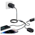 USAMS Cable 4in1 2xUSB-C/Lightning/MicroUSB 15W 1.2m Aluminum Alloy Data Cable Sufeng Series SJ739US - imagine 5