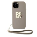 DKNY DKHCP15MPBSWSE iPhone 15 Plus 6.7" beige hardcase with Wrist Strap and Stock Logo - imagine 2