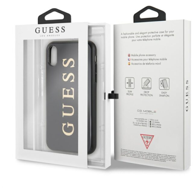 Guess GUHCI61TGGGBK iPhone Xr black hard case Classic Double Layer Glitter - imagine 7