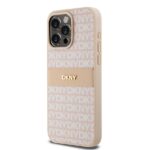 DKNY DKHCP15XPRTHSLP iPhone 15 Pro Max 6.7 inch pink hardcase Leather Mono Stripe & Metal Logo - imagine 2
