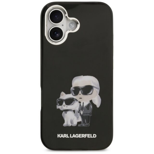 Karl Lagerfeld IML Aquarelle Karl & Choupette & Logo MagSafe Case for iPhone 17 Black - imagine 3
