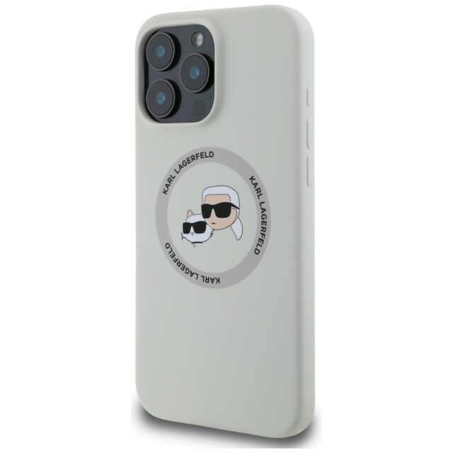 Case Karl Lagerfeld Silicone Double Heads And Circle MagSafe for iPhone 16 Pro beige - imagine 2