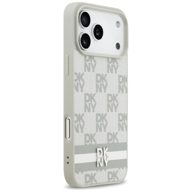 Case DKNY Checkered with Printed Stripes for iPhone 17 Pro Max beige - imagine 4