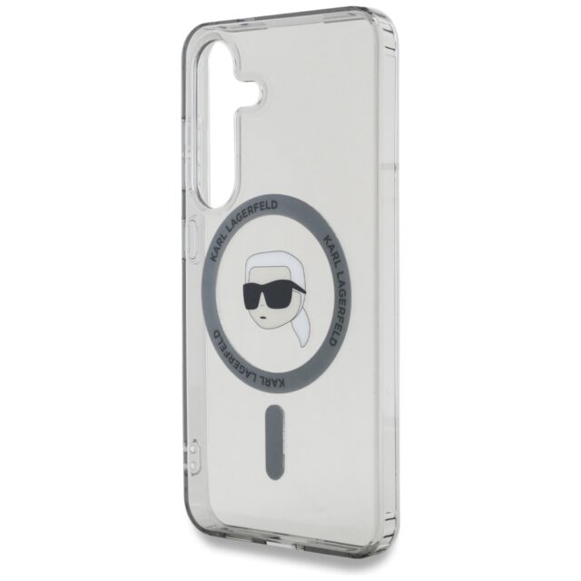 Case Karl Lagerfeld Button Karl Head Printed Logo MagSafe for Samsung Galaxy S25 black - imagine 6