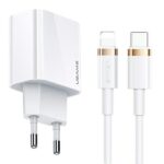 USAMS wall charger 1xUSB-C T34 20W 5V-3A PD3.0 + U63 cable USB-C to Lightning 20W white (T49)