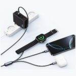 Cable USAMS Huan Series SJ754 72W USB-C to USB-C + USB-C + wireless charger for watch tarnish - imagine 6