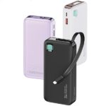 USAMS Powerbank with Retractable Cable Lightning 10000 mAh PD 20W Fast Charge XY Series Black - imagine 2