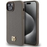 DKNY DKHMP15SPSHRPSW iPhone 15 / 14 / 13 6.1 inch brown hardcase Leather Pattern Metal Logo MagSafe