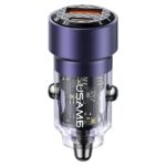 USAMS Car Charger C39 USB+USB-C 60WFast Charge purple CC208CC02 (US-CC208)