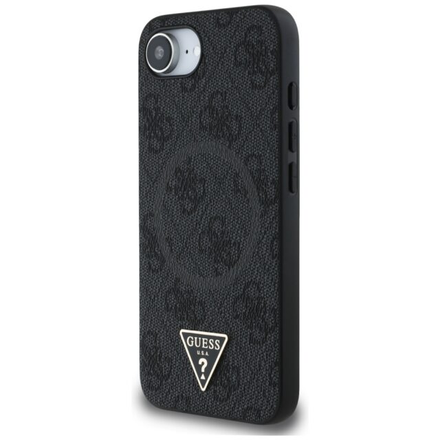 Case Guess 4G Ring Triangle Logo MagSafe for iPhone 16e black - imagine 2