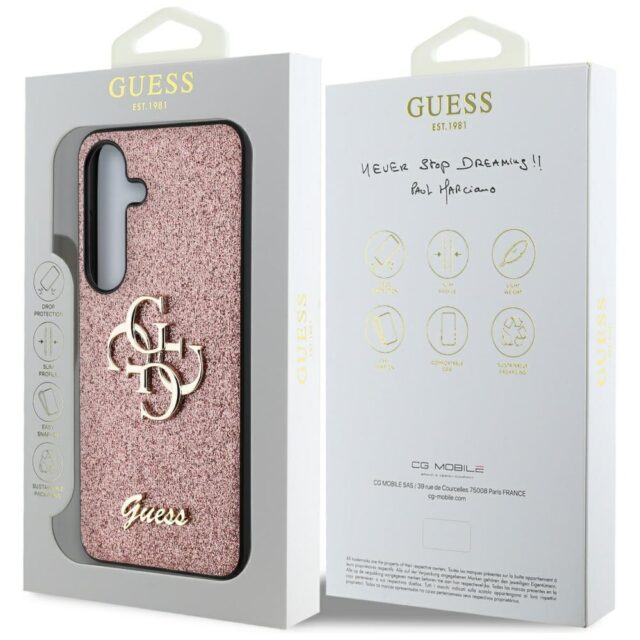 Case Guess Fixed Glitter Big 4G Metal  Logo to Samsung Galaxy S25 pink - imagine 8
