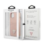 Guess GUHCP13SPSATPP iPhone 13 mini 5,4" pink hardcase SaffianoTriangle Logo Cardslot - imagine 8