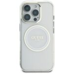 Case Guess IML Metal Colored Circle Classic Logo MagSafe for iPhone 16 Pro Max white - imagine 3