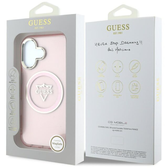 Case Guess IML Metal Mountain Logo MagSafe for iPhone 16 pink - imagine 8