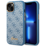 Guess GUHCP14MHG4SHB iPhone 14 Plus / 15 Plus 6.7" blue hard case 4G Vintage Gold Logo