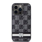 DKNY DKHCP14LPCPTSSK iPhone 14 Pro 6.1 inch black hardcase Leather Checkered Mono Pattern & Printed - imagine 3