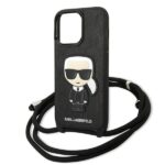 Karl Lagerfeld KLHCP13LCMNIPK iPhone 13 Pro / 13 6,1" hardcase black Leather Monogram Patch an - imagine 5