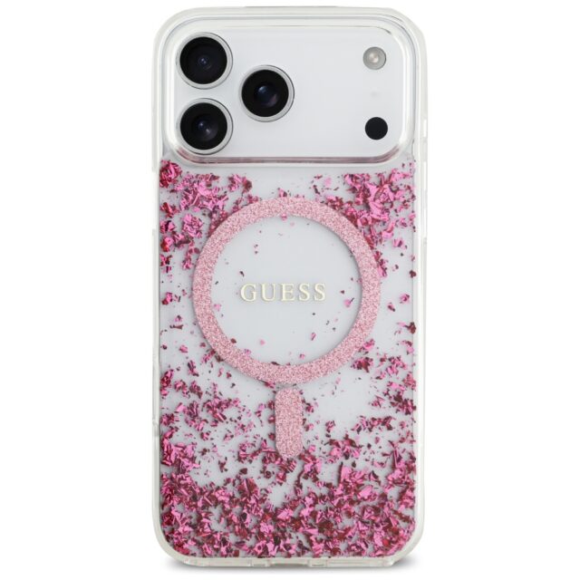 Guess Resin Bottom Glitter MagSafe Case for iPhone 17 Pro Max Pink - imagine 3