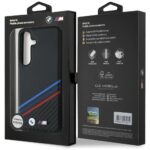 Case BMW Leather Tricolor Crossing Stripes MagSafe for Samsung Galaxy S25 black - imagine 8