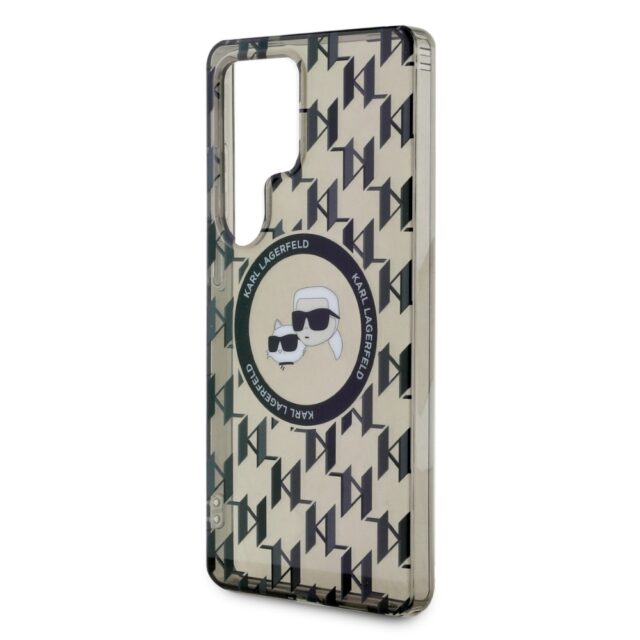 Case Karl Lagerfeld Button Karl & Choupette Heads On KL Pattern MagSafe Samsung Galaxy S25 Ultra bla - imagine 6