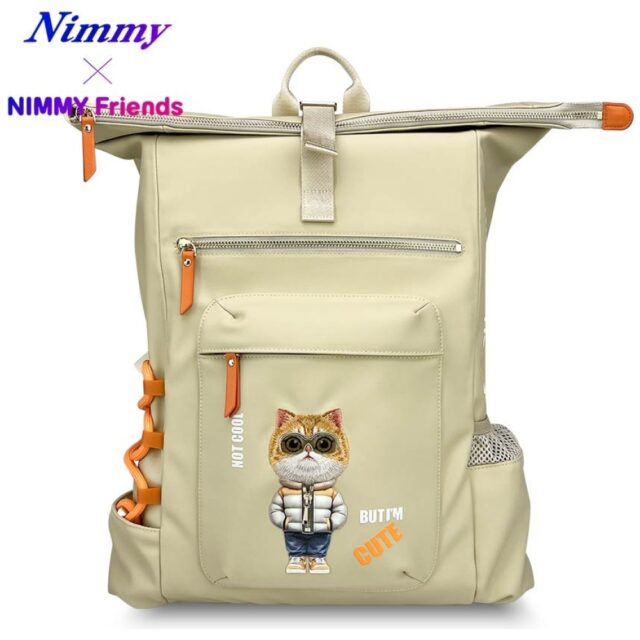 Nimmy Cool&Cute 2.0 Cat laptop backpack khaki - imagine 2