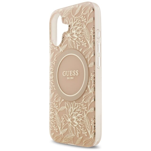 Guess IML Flowers Electro Pearl Strap MagSafe Case for iPhone 17 Pink - imagine 6