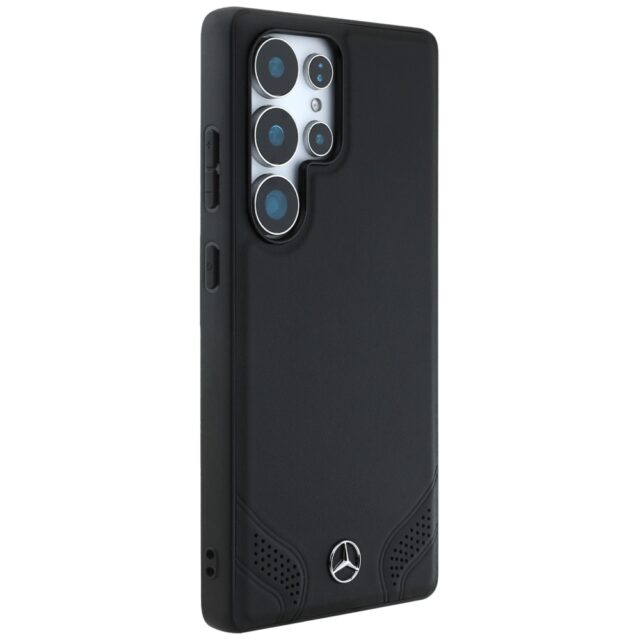 Mercedes Leather Curved Stitches Case for Samsung Galaxy S25 Ultra Black - imagine 4