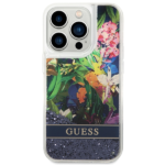 Guess GUHCP14XLFLSB iPhone 14 Pro Max 6,7" blue hardcase Flower Liquid Glitter - imagine 3