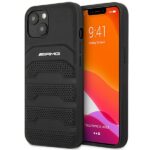 AMG AMHCP14MGSEBK iPhone 14 Plus / 15 Plus 6.7" black hardcase with Leather Debossed Lines