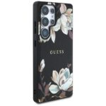 Case Guess Grained Printed Flower Pattern MagSafe for Samsung Galaxy S25 Ultra black - imagine 4