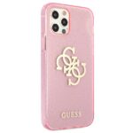 Guess GUHCP12LPCUGL4GPI iPhone 12 Pro Max 6,7" pink hard case Glitter 4G Big Logo - imagine 4