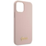Guess GUHCP12MLSLMGLP iPhone 12/12 Pro 6,1" light pink hardcase Silicone Script Gold Logo - imagine 2